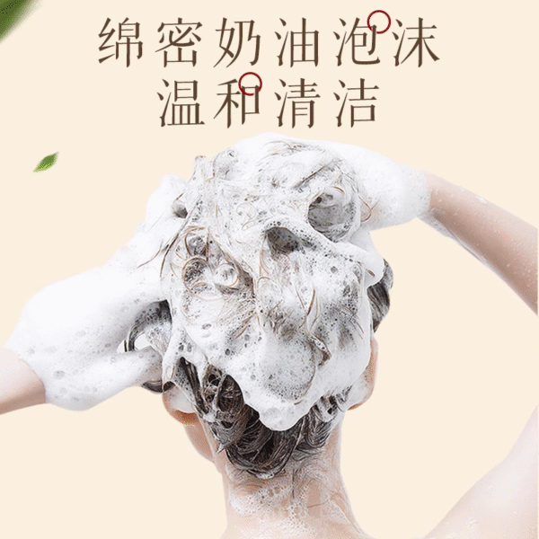 A mix of natural ingredients: soapberries, Fo-Ti root, and Biota leaves